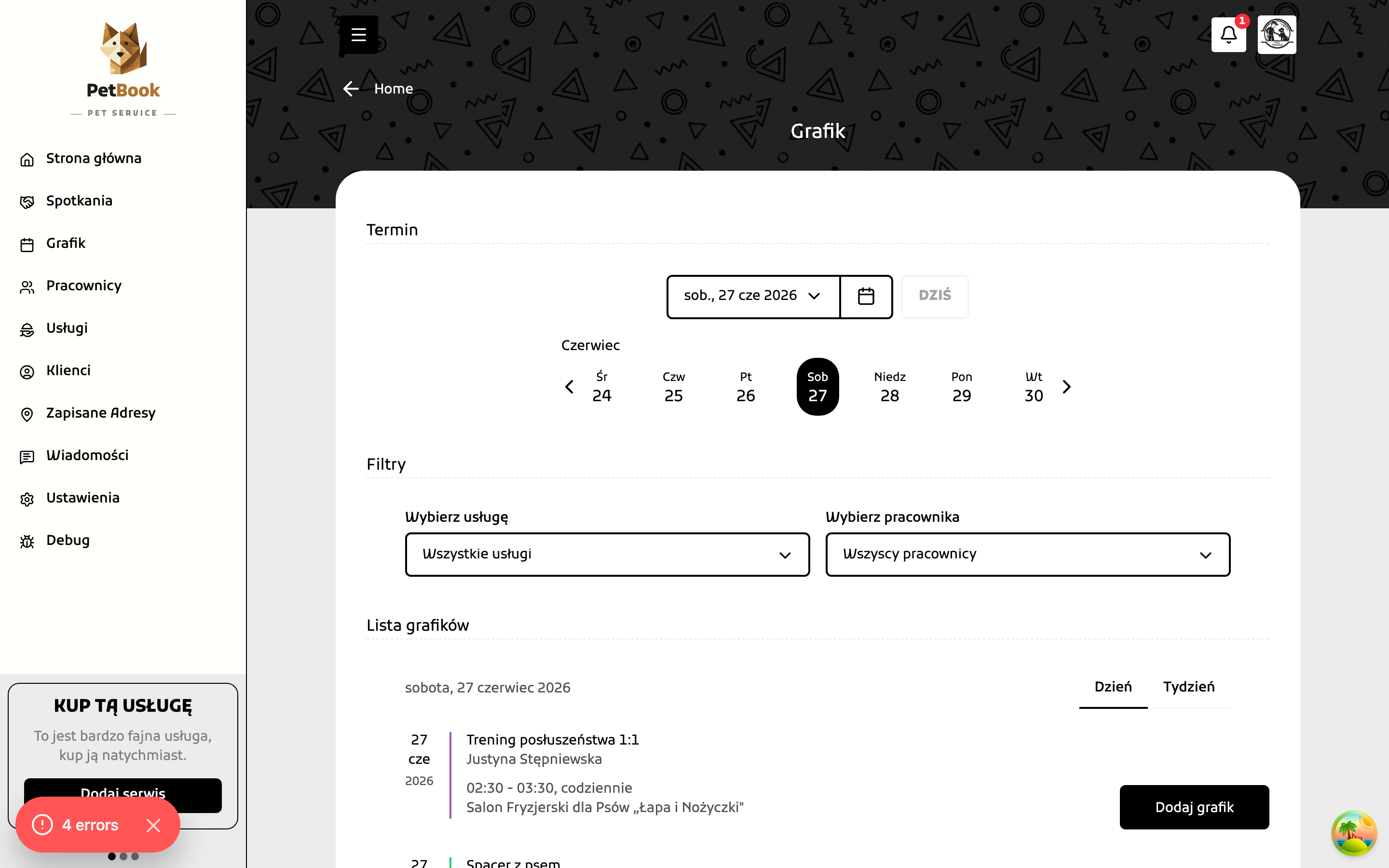Furrimo — panel grafiku